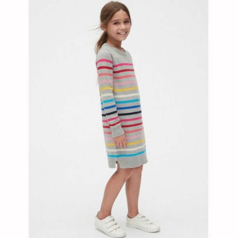 Gap Kids NWT Gray Crazy Stripe Sweater Dress XS (4-5) S(6-7)